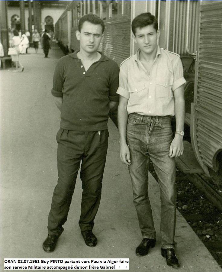 SRVC MLT0 - ORAN - La Gare- Depart de Guy via Alger pour S.M. a Pau- Gabriel et Guy  Pinto  02.07.1961 a.JPG